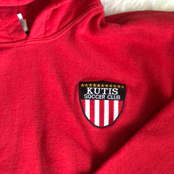 Kutis Soccer Club Logo Pullover Hoodie | Boys’ Red - Picture 3 of 5